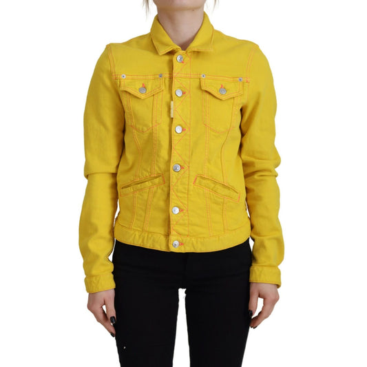 Dsquared² Yellow Collared Long Sleeves Denim Jacket1728,67345645728,Clothing,Denim Jackets - Jackets & Coats - Clothing,Dsquared²,IT38 | XS,Jackets & Coats - Clothing,Jackets & Coats - Women - Clothing,Material: Cotton 98%,Preowned / Defect,Spandex/Elasta