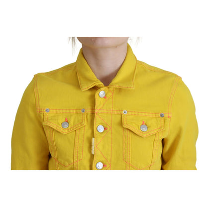 Dsquared² Yellow Collared Long Sleeves Denim Jacket1728,67345645728,Clothing,Denim Jackets - Jackets & Coats - Clothing,Dsquared²,IT38 | XS,Jackets & Coats - Clothing,Jackets & Coats - Women - Clothing,Material: Cotton 98%,Preowned / Defect,Spandex/Elasta