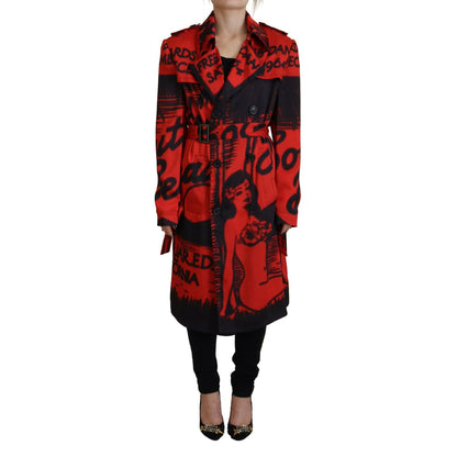 Dsquared² Red Printed Button Collared Desigual Coat Jacket1728,67345645728,Clothing,Coats - Jackets & Coats - Clothing,Dsquared²,IT38 | XS,Jackets & Coats - Clothing,Jackets & Coats - Women - Clothing,Material: 100% Polyester,Preowned / Defect,Red,Women