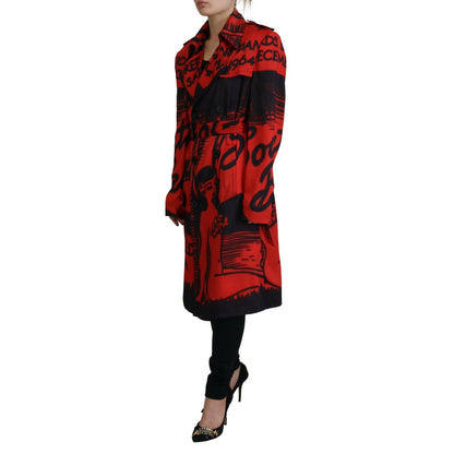 Dsquared² Red Printed Button Collared Desigual Coat Jacket1728,67345645728,Clothing,Coats - Jackets & Coats - Clothing,Dsquared²,IT38 | XS,Jackets & Coats - Clothing,Jackets & Coats - Women - Clothing,Material: 100% Polyester,Preowned / Defect,Red,Women