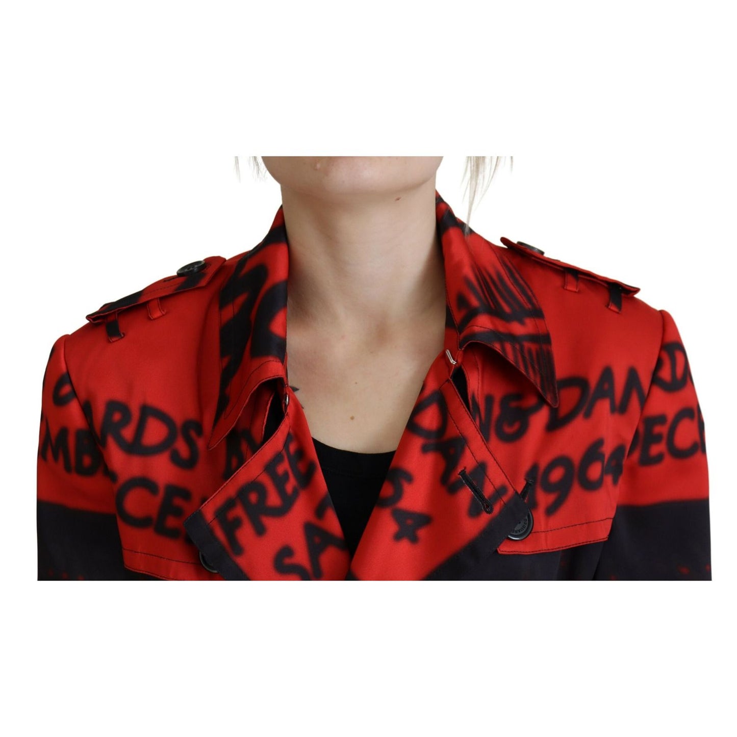 Dsquared² Red Printed Button Collared Desigual Coat Jacket1728,67345645728,Clothing,Coats - Jackets & Coats - Clothing,Dsquared²,IT38 | XS,Jackets & Coats - Clothing,Jackets & Coats - Women - Clothing,Material: 100% Polyester,Preowned / Defect,Red,Women