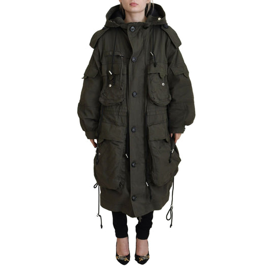Dsquared² Green Hooded Full Zip Long Parka Coat Jacket1728,67345645728,Clothing,Dsquared²,Green,IT38 | XS,Jackets & Coats - Clothing,Jackets & Coats - Women - Clothing,Material: Cotton 97%,Parkas - Jackets & Coats - Clothing,Preowned / Defect,Spandex/Elas