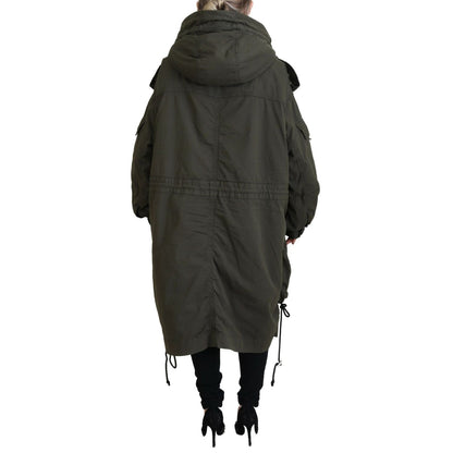 Dsquared² Green Hooded Full Zip Long Parka Coat Jacket1728,67345645728,Clothing,Dsquared²,Green,IT38 | XS,Jackets & Coats - Clothing,Jackets & Coats - Women - Clothing,Material: Cotton 97%,Parkas - Jackets & Coats - Clothing,Preowned / Defect,Spandex/Elas