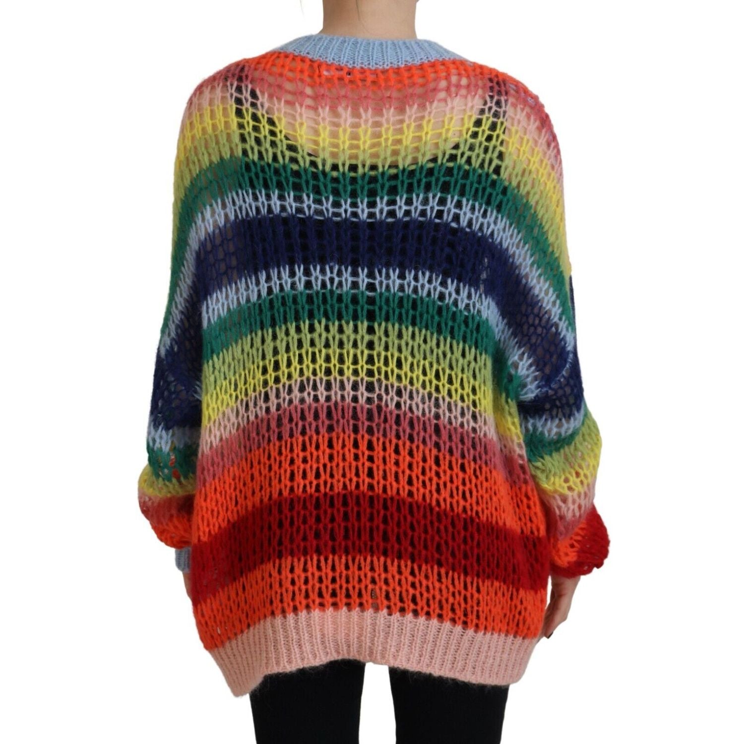 Dsquared² Multicolor Knitted Mohair Crewneck Pullover Sweater