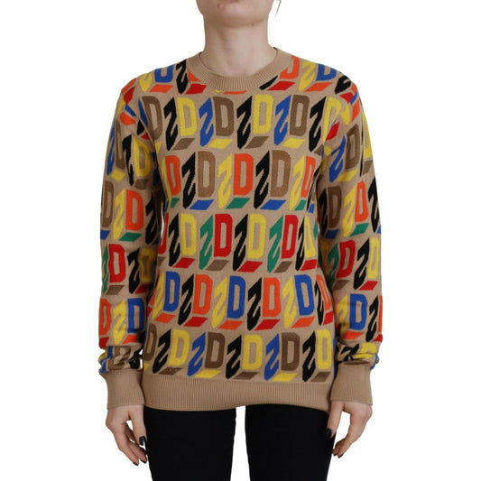 Dsquared² Brown Cotton Long Sleeve Crew Neck Printed Sweater TSH83424-38