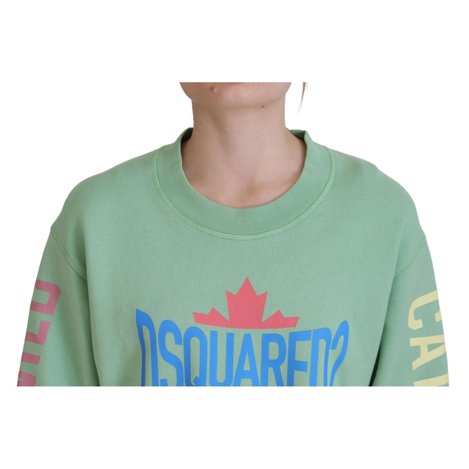 Dsquared² Green Logo Printed Crew Neck Long Sleeve Sweater