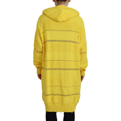 Dsquared² Yellow Cotton Knitted Hooded Pullover Sweater