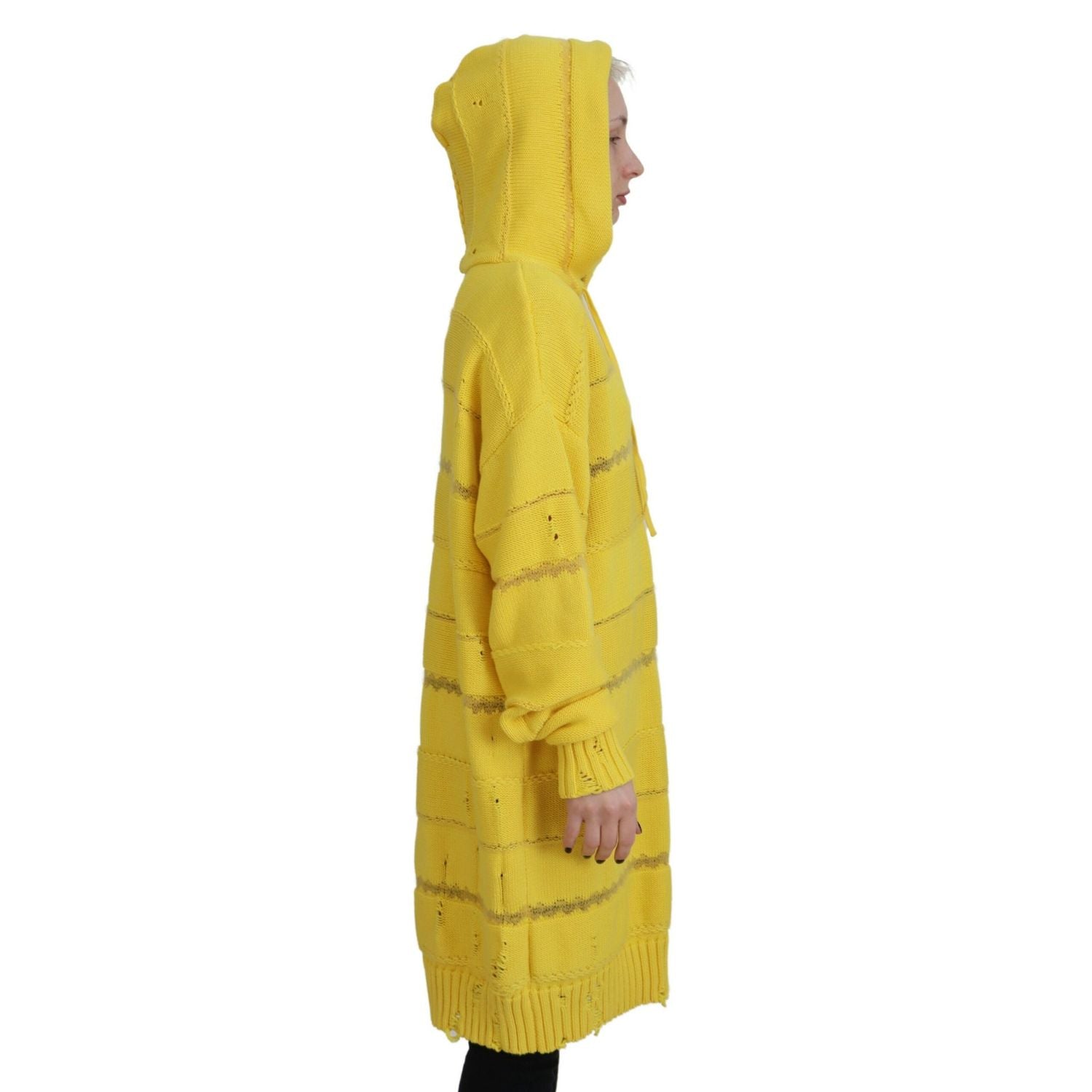 Dsquared² Yellow Cotton Knitted Hooded Pullover Sweater