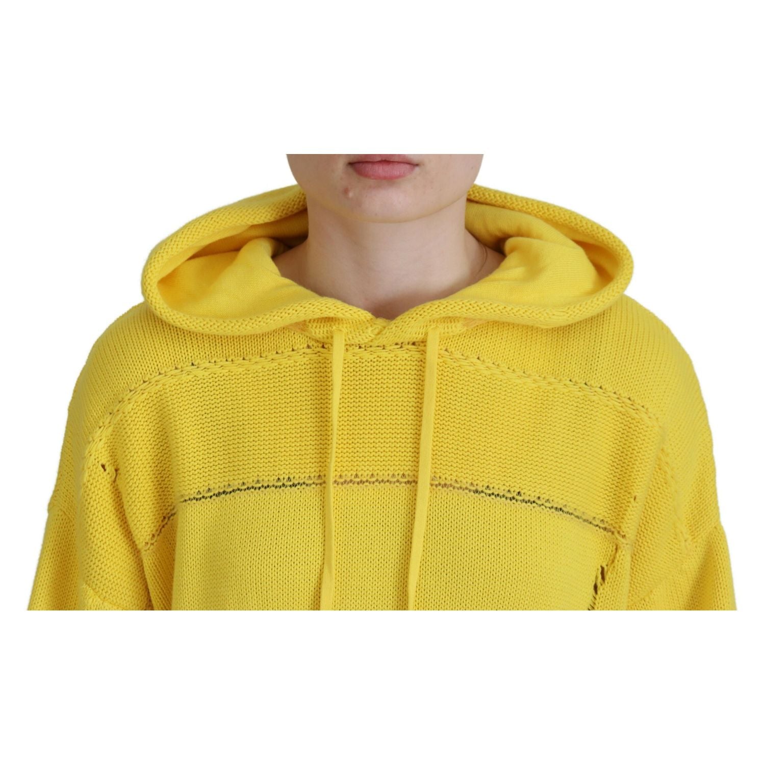 Dsquared² Yellow Cotton Knitted Hooded Pullover Sweater