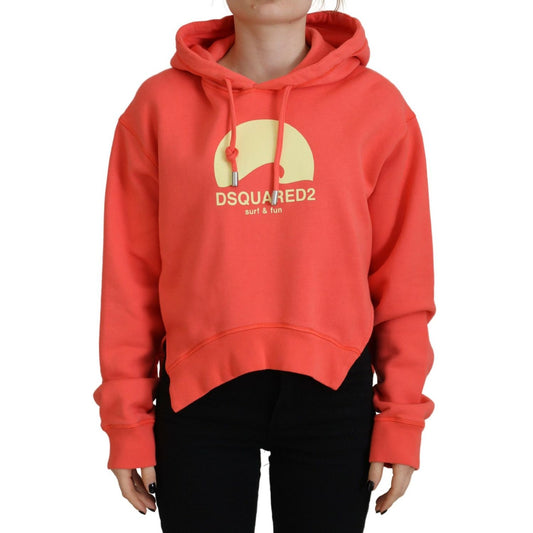 سويت شيرت بغطاء رأس من القطن مطبوع عليه شعار Dsquared² باللون الوردي