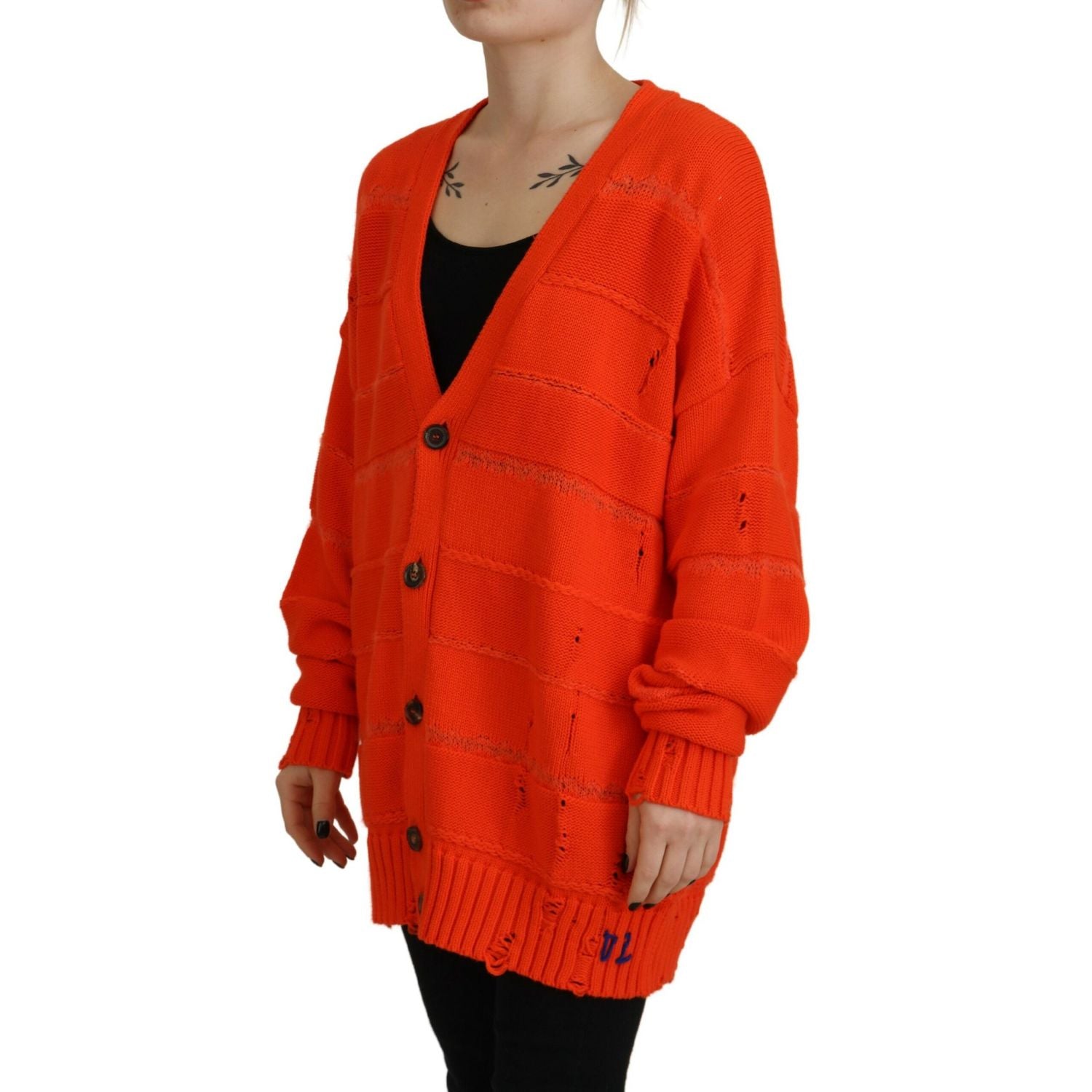 Dsquared² Orange Cotton Knitted Buttoned Cardigan Sweater