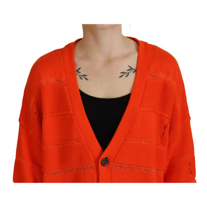Dsquared² Orange Cotton Knitted Buttoned Cardigan Sweater