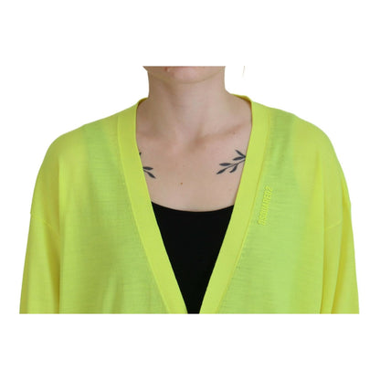 Dsquared² Yellow Wool Knitted Buttoned Cardigan Sweater