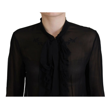 Dsquared² Black Viscose Long Sleeves See Through Blouse Top