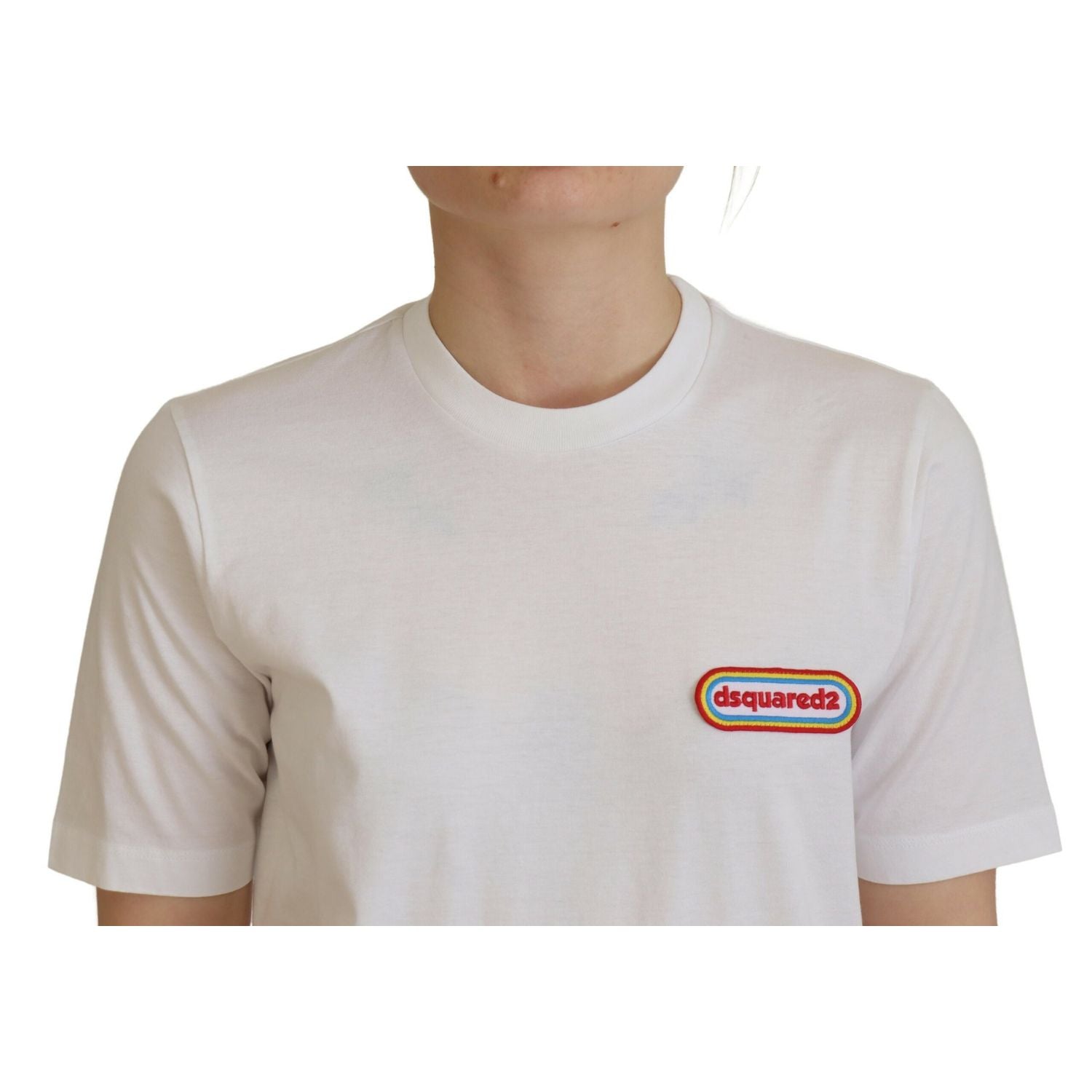 Dsquared² White Logo Patch Crewneck Short Sleeve Tee T-shirt