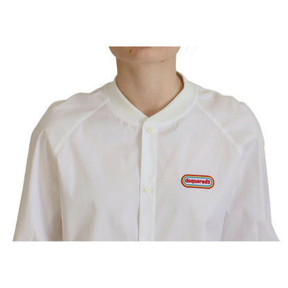 Dsquared² White Cotton Button Down Long Sleeves Crewneck Top