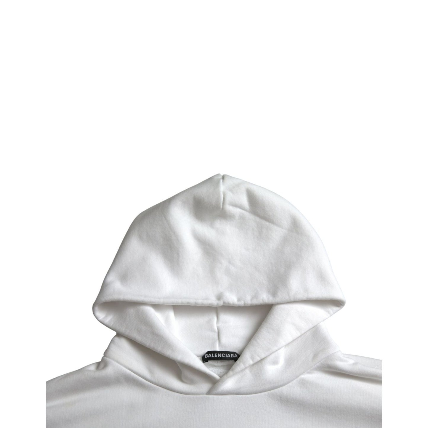 Balenciaga White Cotton Logo Hooded Pullover Sweatshirt Sweater