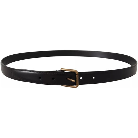 Dolce & Gabbana Black Classic Calf Leather Vintage Metal Buckle Belt BEL8514