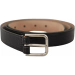 Dolce & Gabbana Black Classic Leather Silver Metal Buckle Belt BEL8555
