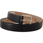 Dolce & Gabbana Black Classic Leather Silver Metal Buckle Belt BEL8555