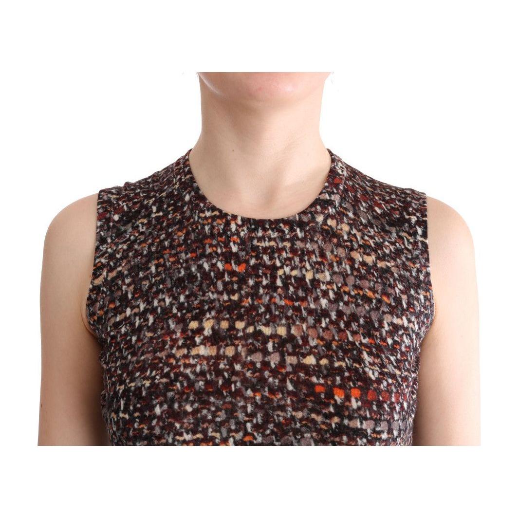 Dolce & Gabbana Multicolor Print Knit Top Wool T-shirt