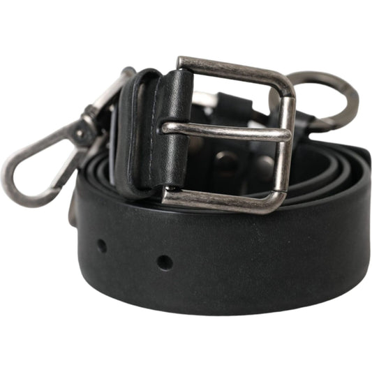 Dolce & Gabbana Black Calf Leather Silver Metal Buckle Belt BEL9222-90