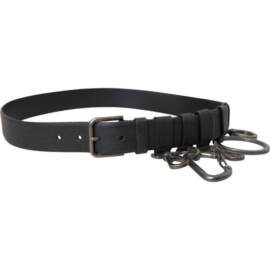 Dolce & Gabbana Black Calf Leather Silver Metal Buckle Belt BEL9222-90
