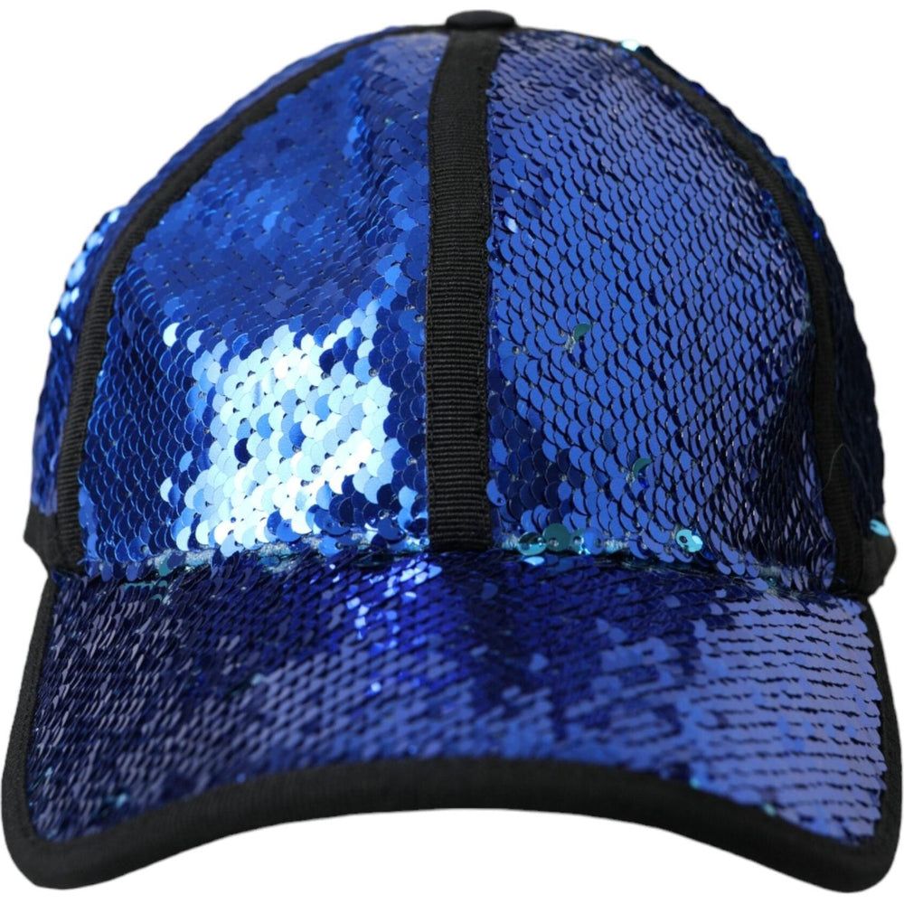 Dolce & Gabbana Royal Blue Sequin Baseball Hat Men HAT9534-58