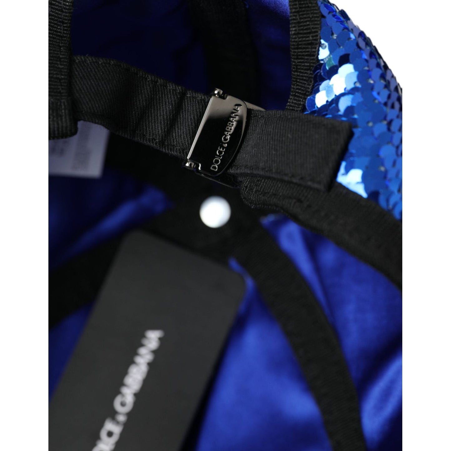 Dolce & Gabbana Royal Blue Sequin Baseball Hat Men HAT9534-58