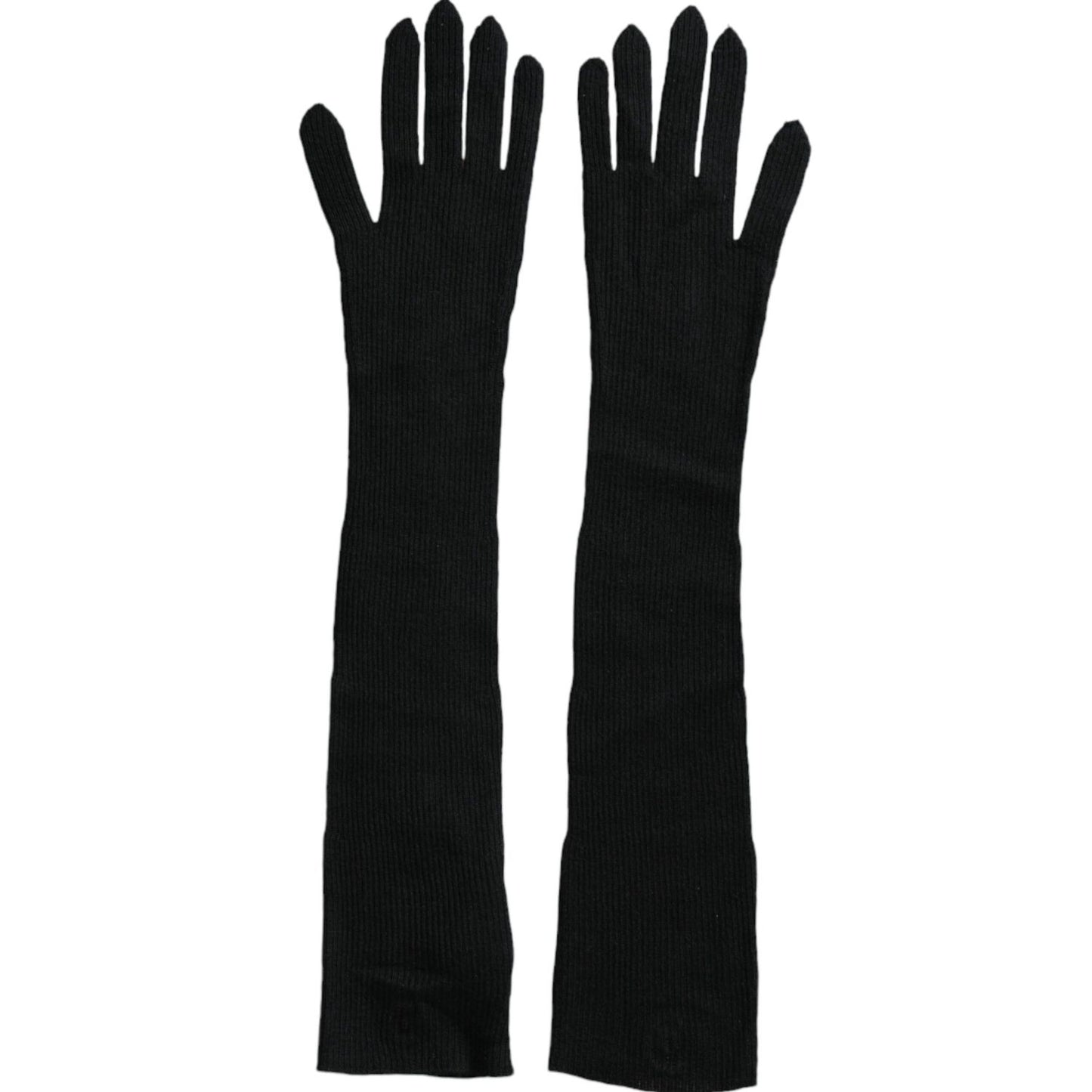 Dolce & Gabbana Black Cashmere Knitted Elbow Length Gloves