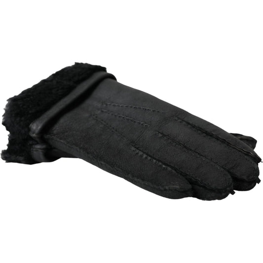 Dolce & Gabbana Black Leather Fur Short Hands Gloves LB30149-10