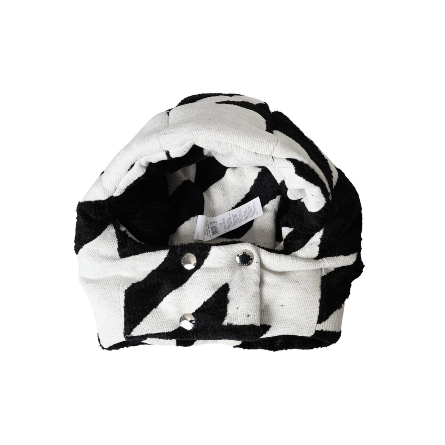 Dolce & Gabbana Black White Wool Whole Head Wrap Hat