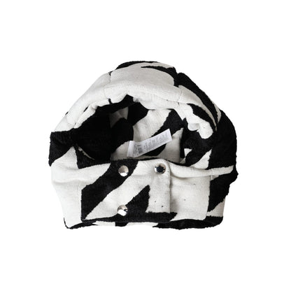 Dolce & Gabbana Black White Wool Whole Head Wrap Hat