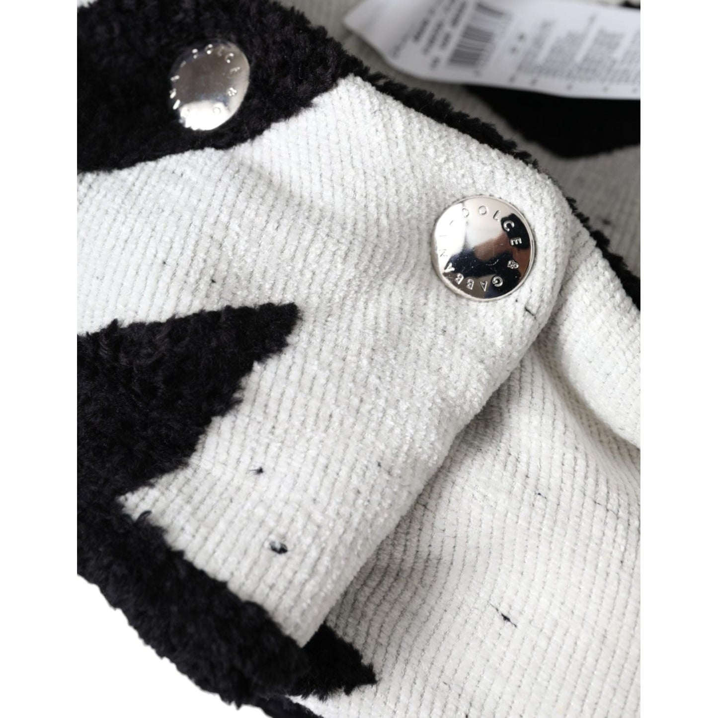 Dolce & Gabbana Black White Wool Whole Head Wrap Hat
