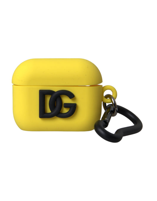 حافظة Airpods من السيليكون باللون الأصفر من Dolce &amp; Gabbana منقوش عليها شعار