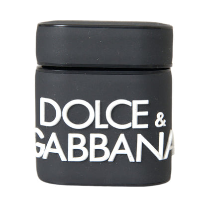 حافظة Airpods من السيليكون باللون الأسود والأبيض من Dolce &amp; Gabbana بشعار منقوش
