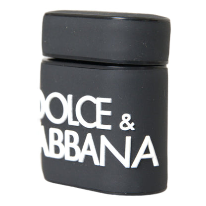 حافظة Airpods من السيليكون باللون الأسود والأبيض من Dolce &amp; Gabbana بشعار منقوش