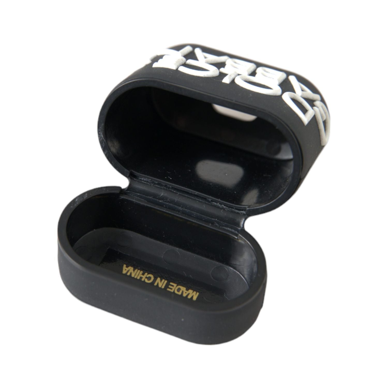 حافظة Airpods من السيليكون باللون الأسود والأبيض من Dolce &amp; Gabbana بشعار منقوش