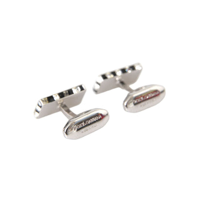 Dolce & Gabbana Silver Plated Metal Brass Pin Men Cufflinks