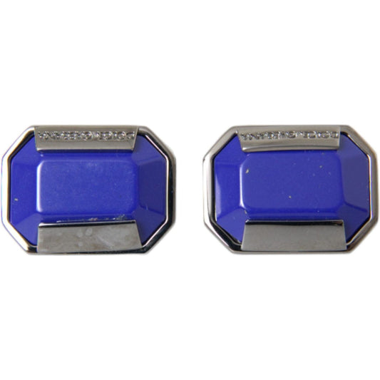 Dolce & Gabbana Silver Plated Brass Pin Crystal Cufflinks