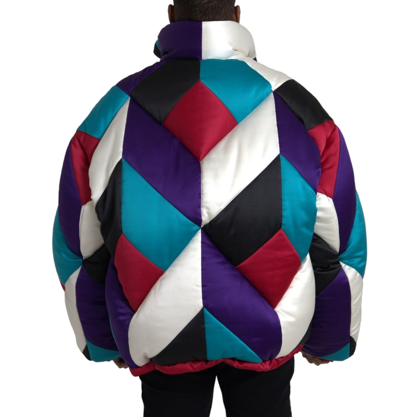 Dolce & Gabbana Multicolor Logo Windbreaker Puffer Jacket