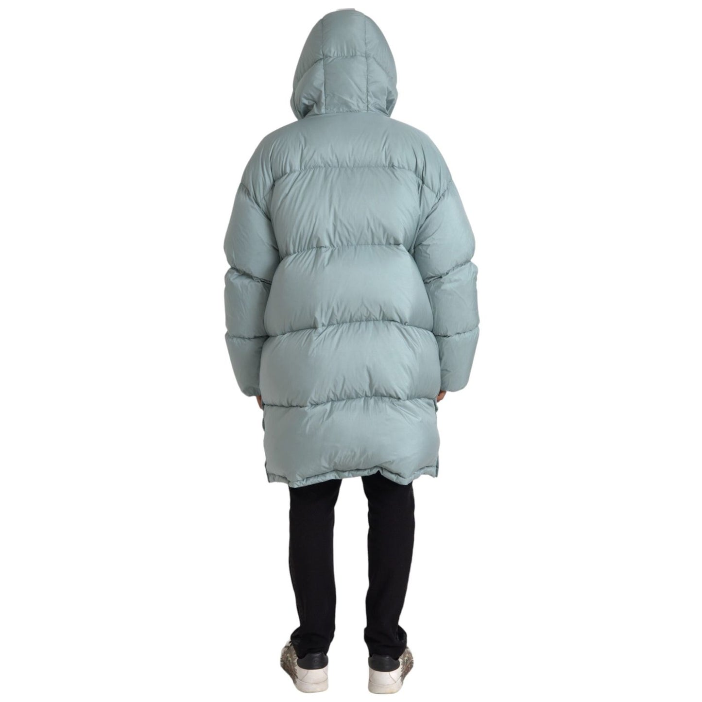 Dolce & Gabbana Light Blue Quilted Hooded Puffer Jacket Men