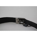 Dolce & Gabbana Black Velvet Silver Tone Metal Buckle Men Belt BEL60881-115