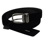 Dolce & Gabbana Black Velvet Silver Tone Metal Buckle Men Belt BEL60881-115