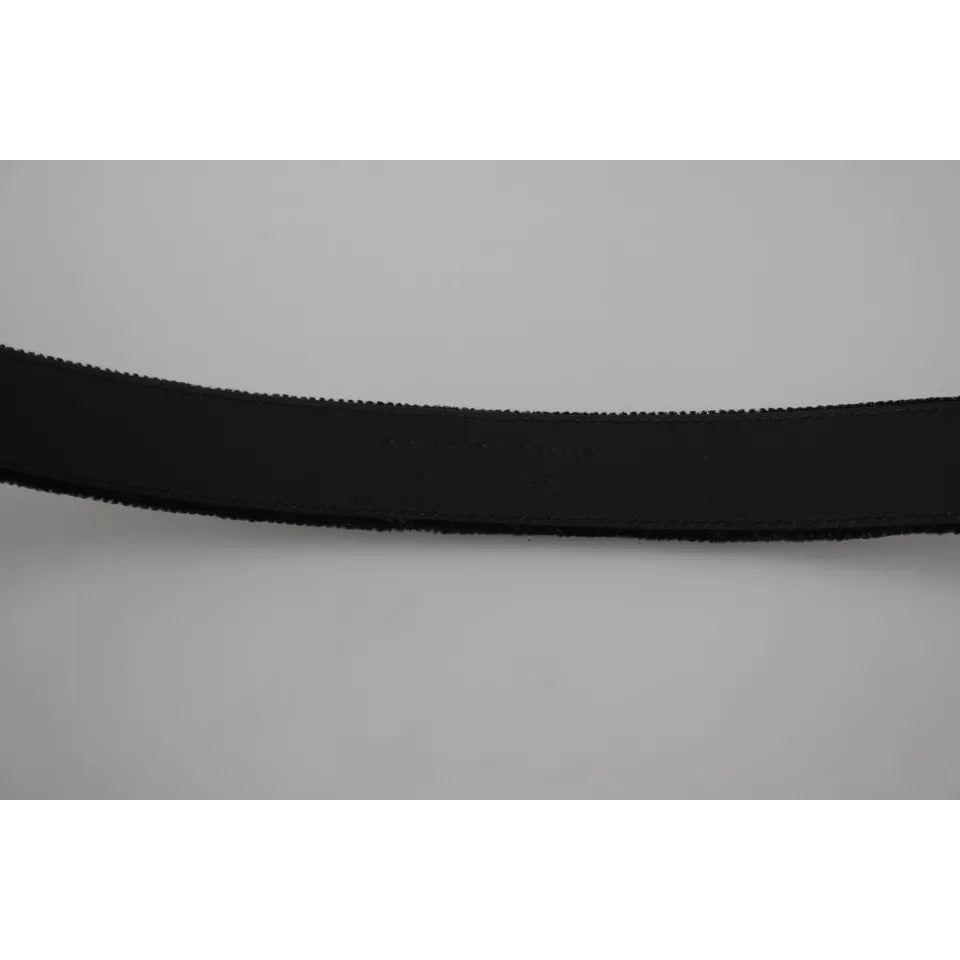 Dolce & Gabbana Black Velvet Silver Tone Metal Buckle Men Belt BEL60881-115