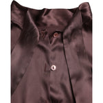 Dolce & Gabbana Brown Ascot Collar Long Sleeve Top Blouse Dolce & Gabbana Dark Olive Green