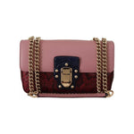 Dolce & Gabbana Pink Red Exotic Skins Gold Chain Purse LUCIA Leather Bag Dolce & Gabbana Rosy Brown
