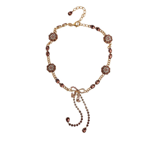 Dolce & Gabbana Gold Tone Brass Crystal Embellished Belt