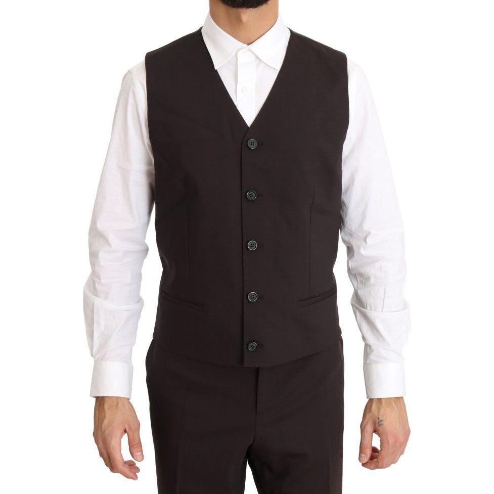 Dolce & Gabbana Bordeaux Wool Stretch Long 3 Piece Suit