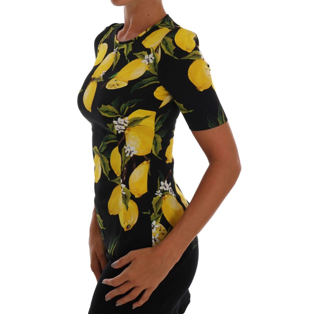 Dolce & Gabbana Multicolor Lemon Silk Stretch T-Shirt